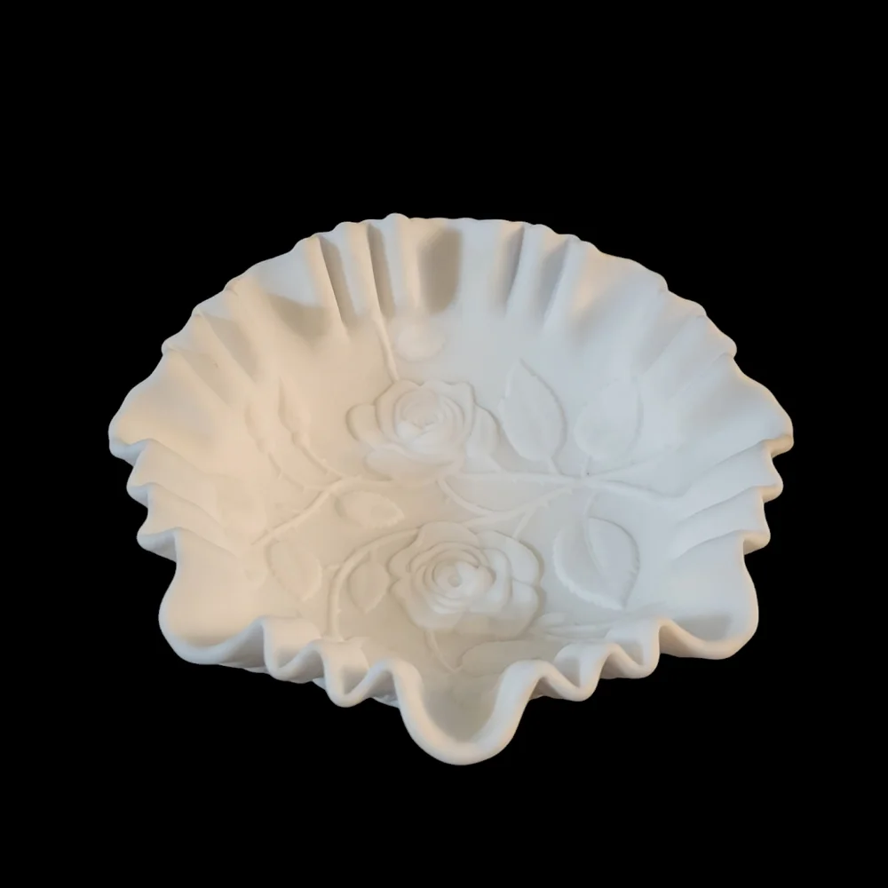 Vintage Imperial Glass Rose Embossed Bowl